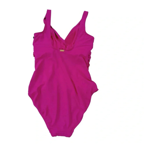 Lauren Ralph Lauren Beach Club Twisted One Piece Swimsuit Magenta Size 10 NWT - Picture 5 of 12